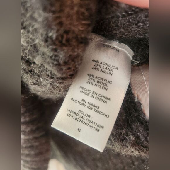 Daisy Fuentes XL Charcoal Heater WOOLBlend Knitted Lngslv Women's Sweater Poncho - Picture 6 of 8